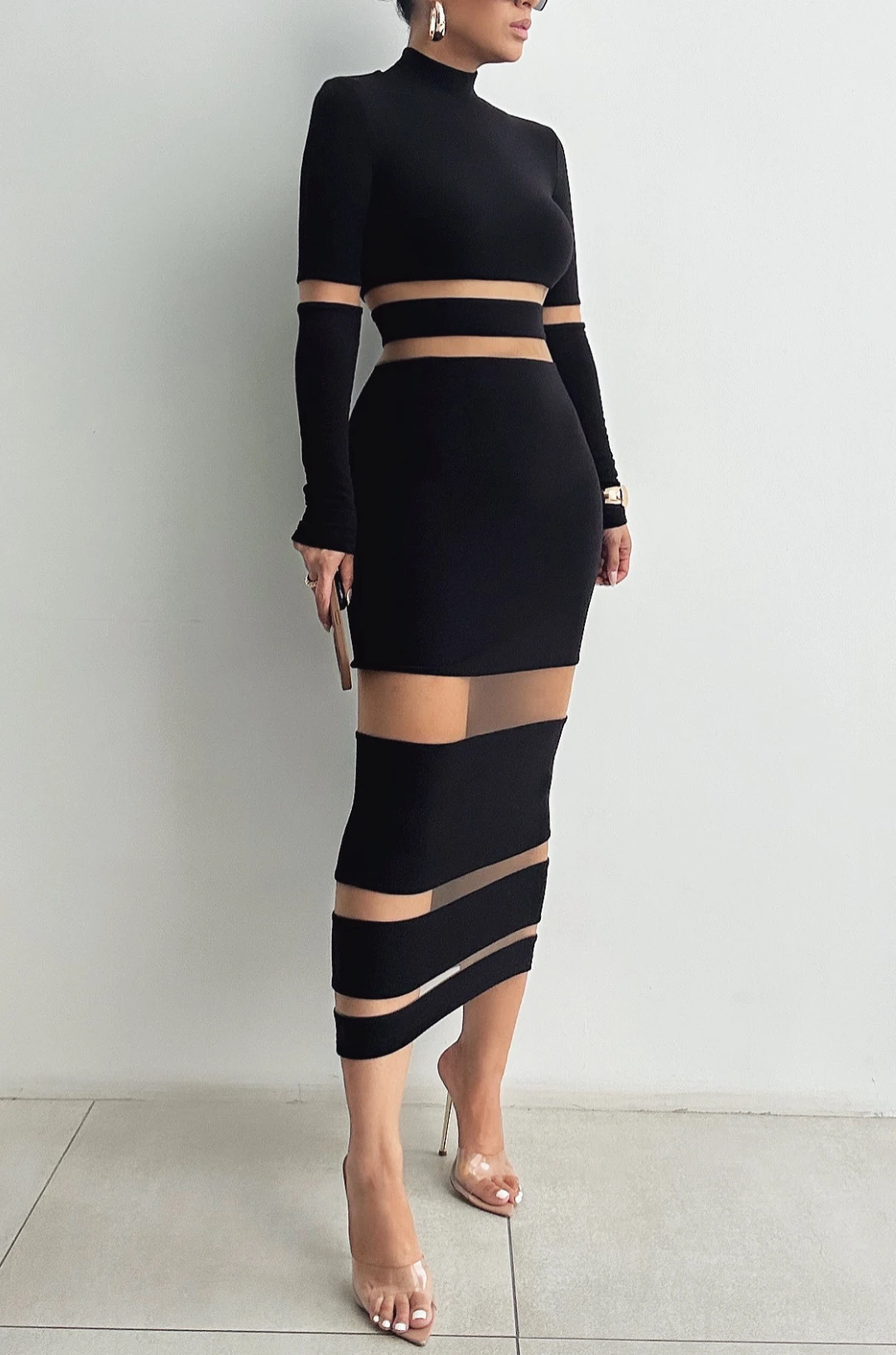 Noir The One Mock Neck Midi Dress 1 Noir The One Mock Neck Midi Dress