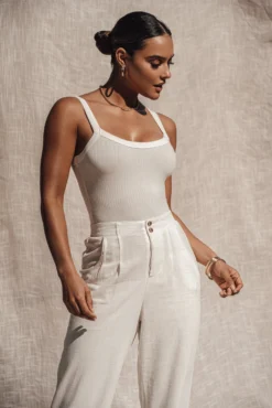 Ivory Akito Ribbed Bodysuit -Trendify Store ESSENTIALS4 67