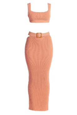 Peach Nikole Ribbed Skirt Set -Trendify Store IMG 7671copy