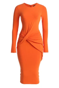 Jluxbasix Orange Modern Lovers Midi Dress 13 Jluxbasix Orange Modern Lovers Midi Dress -Trendify Store IMG 7991copy