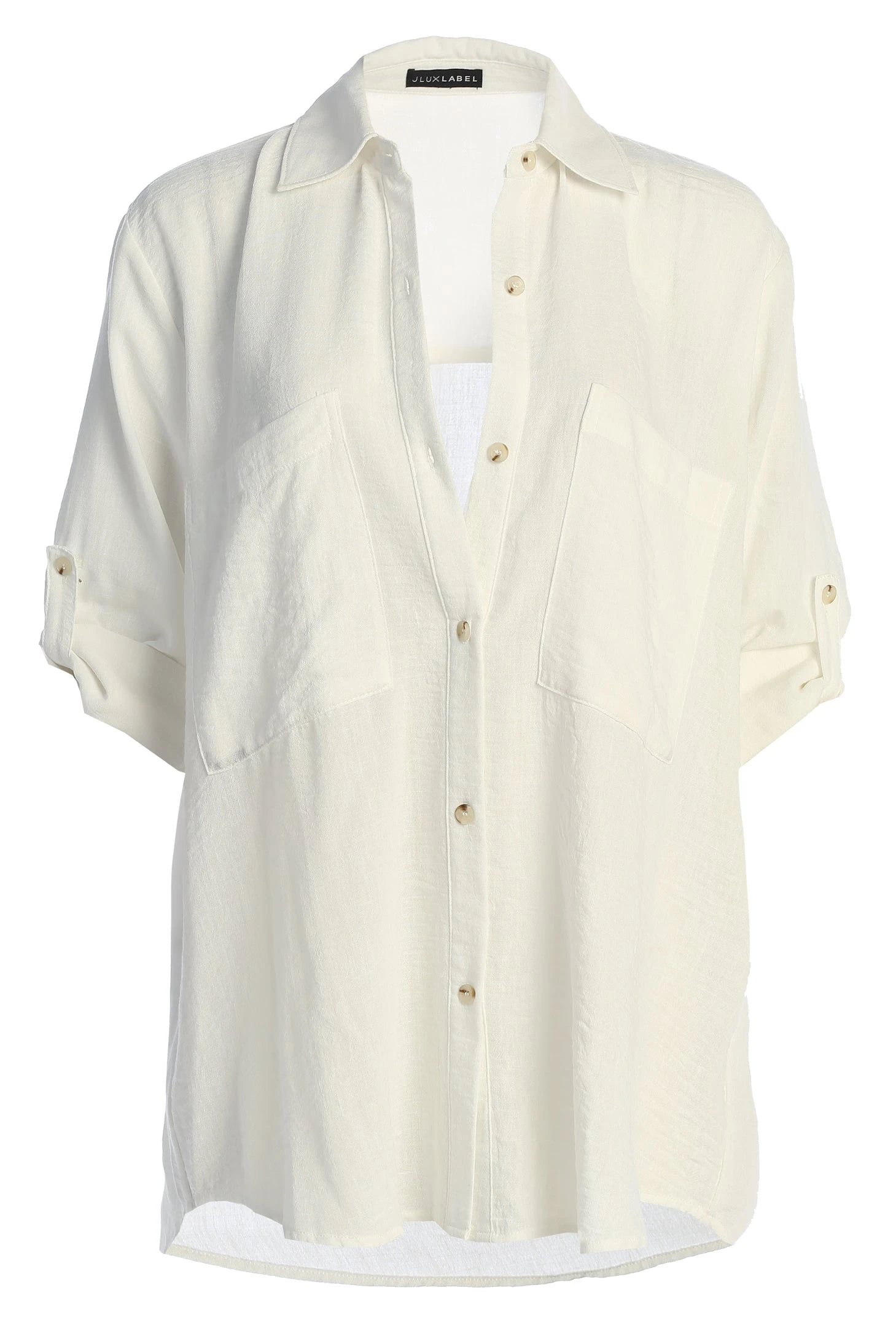Off White By The Coast Crinkled Button Up 3 Off White By The Coast Crinkled Button Up - Image 3