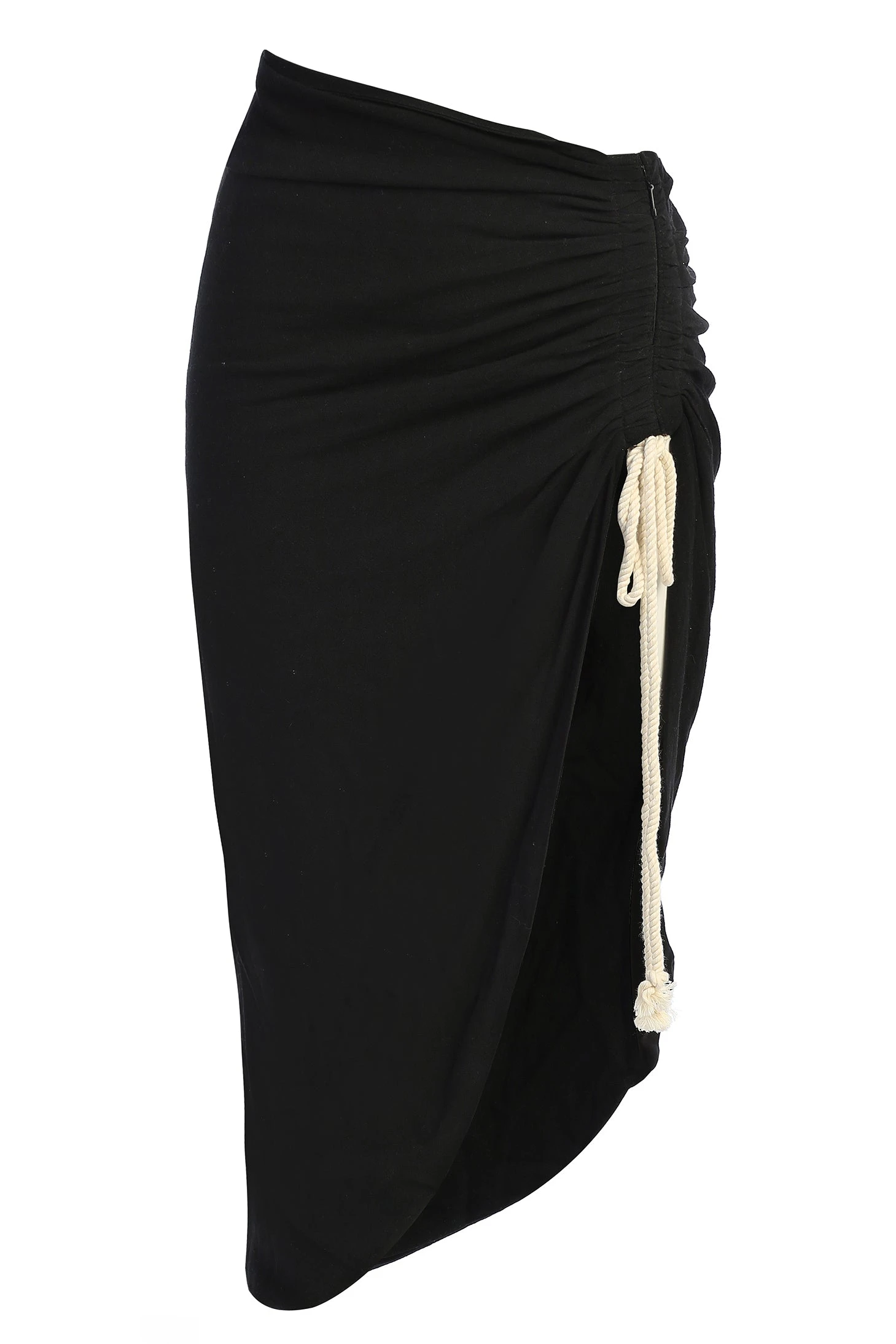 Black Spring Ruched Linen Skirt 4 Black Spring Ruched Linen Skirt - Image 4