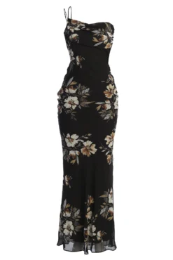 Grey Floral Treasure One Shoulder Dress -Trendify Store IMG 9811copy