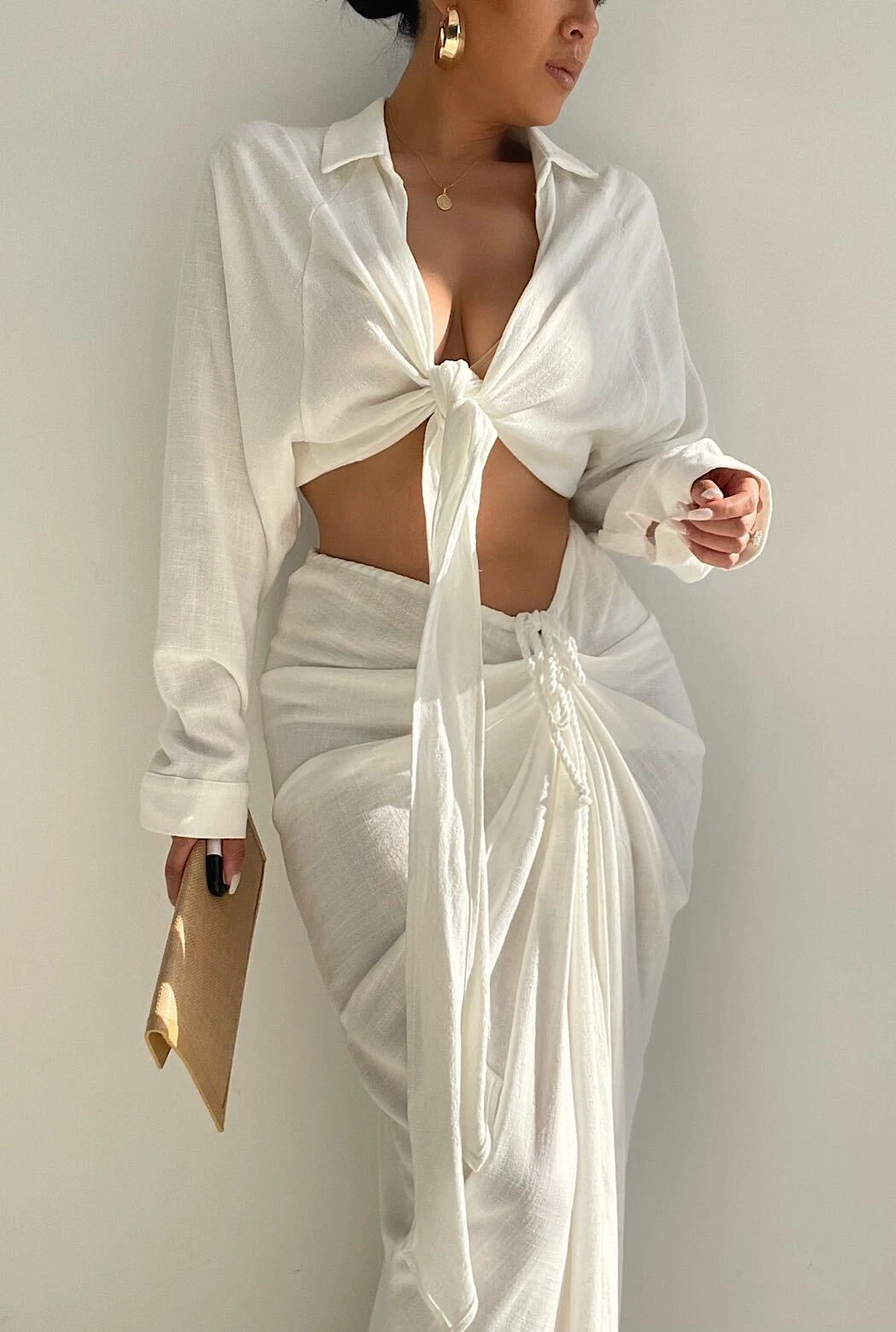 Ivory Soho Front Tied Woven Top 1 Ivory Soho Front Tied Woven Top