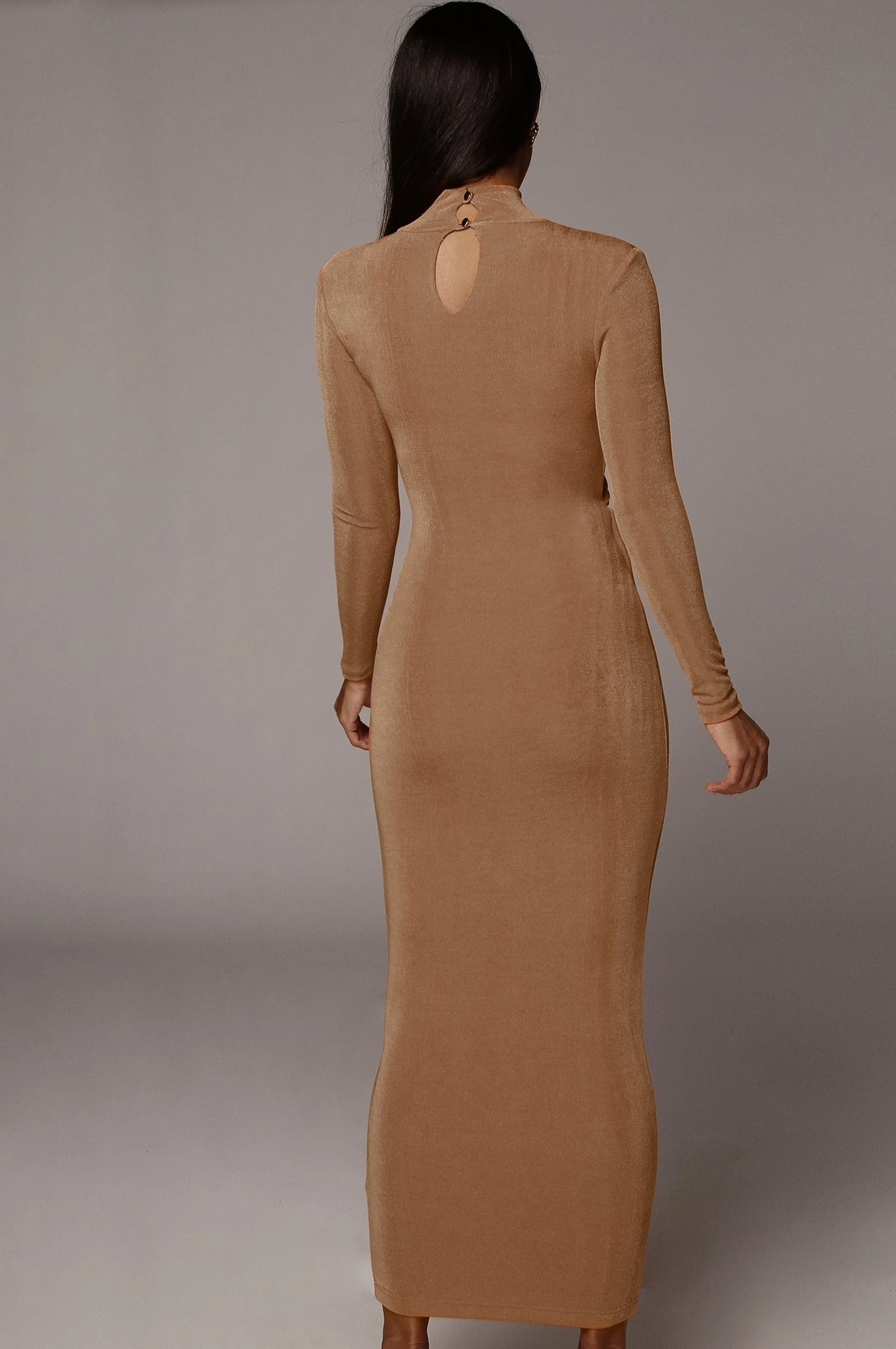 Tan Kara Mock Neck Dress 7 Tan Kara Mock Neck Dress - Image 7