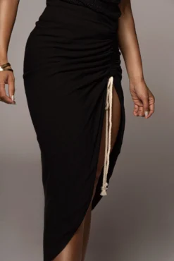 Black Spring Ruched Linen Skirt 14 Black Spring Ruched Linen Skirt -Trendify Store JULY8LINEN 70