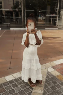 White Emily Ruffled Skirt Set -Trendify Store KIDSWHITESIENNARUFFLEDSKIRTSET