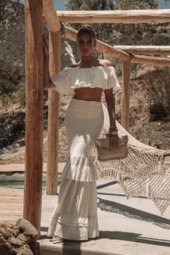 White Sienna Ruffled Skirt Set -Trendify Store LINEN2021 7