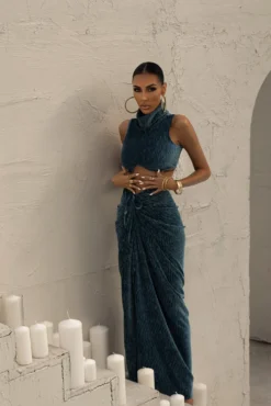 Teal Chosen One Velvet Skirt Set 31 Teal Chosen One Velvet Skirt Set -Trendify Store LOVEISHERNAME 74