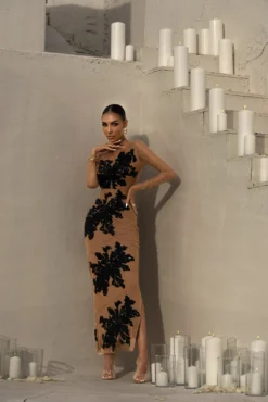 Black Edena Embroidered Midi Skirt -Trendify Store LOVEISHERNAME 93