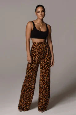 Leopard Terez Wide Leg Pant