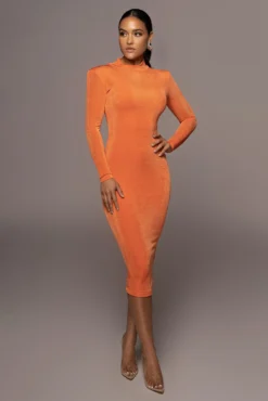 Orange Audette Turtleneck Dress