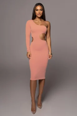 Peach Yours Truly Midi Dress
