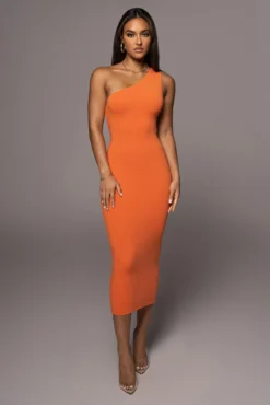 Orange Meara One Shoulder Dress -Trendify Store PRODUCT AUG102022 1