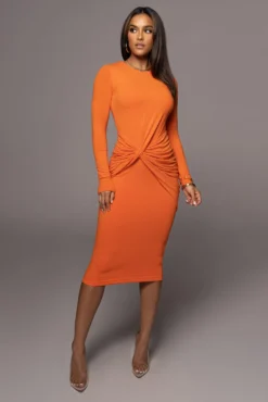 Jluxbasix Orange Modern Lovers Midi Dress 14 Jluxbasix Orange Modern Lovers Midi Dress -Trendify Store PRODUCT AUG102022 131
