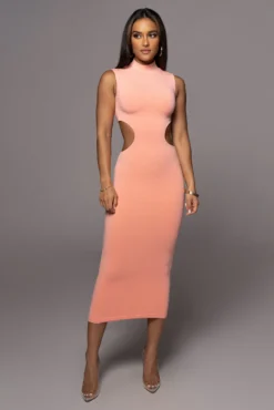 Peach Til Sunrise Midi Dress