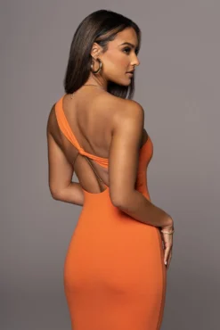 Orange Meara One Shoulder Dress -Trendify Store PRODUCT AUG102022 6