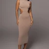 Beige Til Sunrise Midi Dress