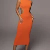 Orange Til Sunrise Midi Dress