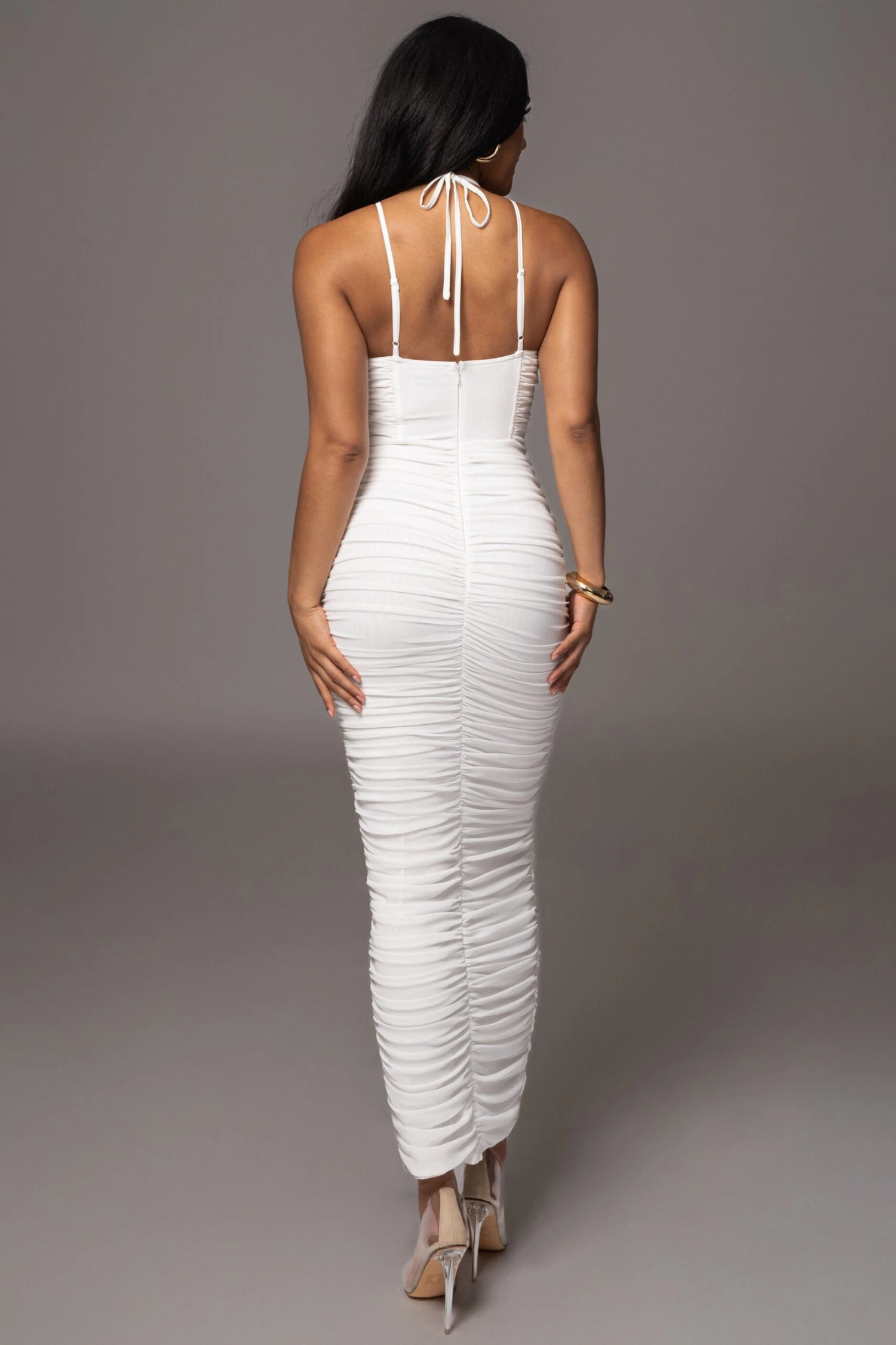 White Elite Mesh Maxi Dress 8 White Elite Mesh Maxi Dress - Image 8