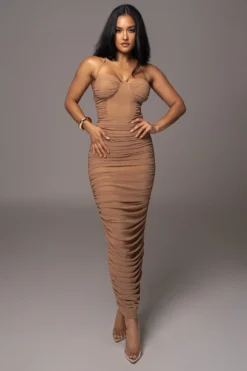 Tan Elite Mesh Maxi Dress 11 Tan Elite Mesh Maxi Dress -Trendify Store PRODUCT AUG152023 ASAP 23 scaled