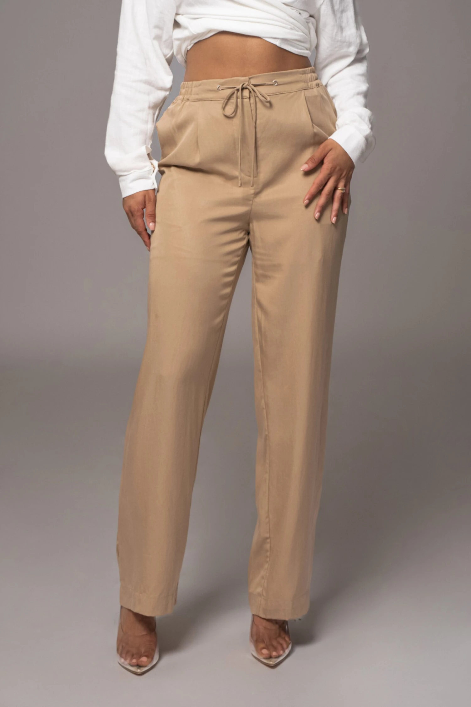 Tan Nova Nylon Drawstring Pants 2 Tan Nova Nylon Drawstring Pants - Image 2