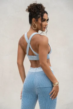 Denim/White Faya Ribbed Pants -Trendify Store PRODUCT AUG222022 KNITS 28