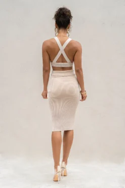 Taupe/White Jodie Ribbed Top 14 Taupe/White Jodie Ribbed Top -Trendify Store PRODUCT AUG222022 KNITS 52