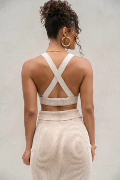 Taupe/White Jodie Ribbed Top 15 Taupe/White Jodie Ribbed Top -Trendify Store PRODUCT AUG222022 KNITS 53