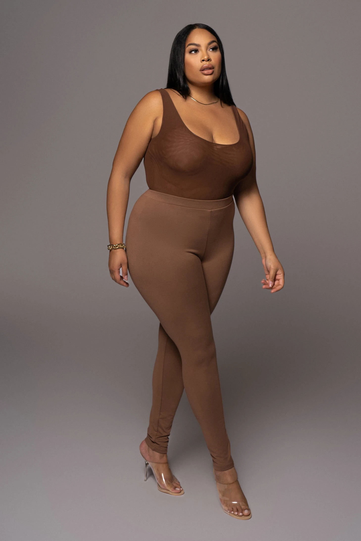 Chocolate Mesh Essential Tank Bodysuit Undergarment 10 Chocolate Mesh Essential Tank Bodysuit Undergarment - Image 10