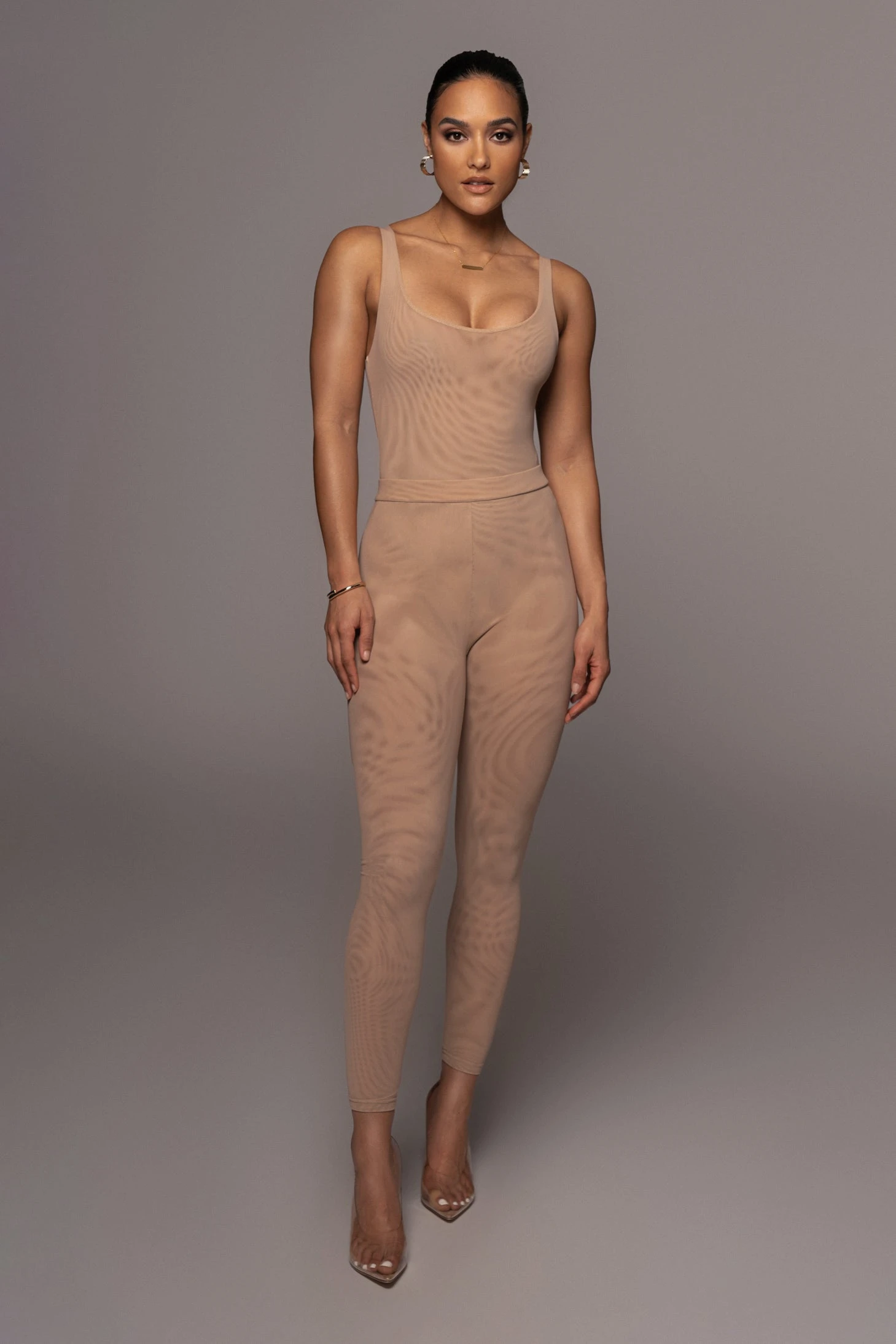 Beige Nina Mesh Pants 1 Beige Nina Mesh Pants