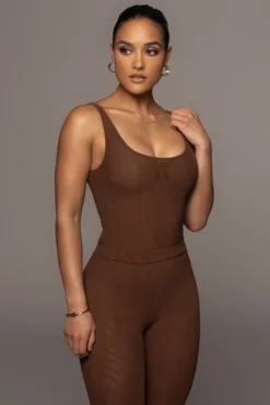 Chocolate Mesh Essential Tank Bodysuit Undergarment 27 Chocolate Mesh Essential Tank Bodysuit Undergarment -Trendify Store PRODUCT FEB252022 306