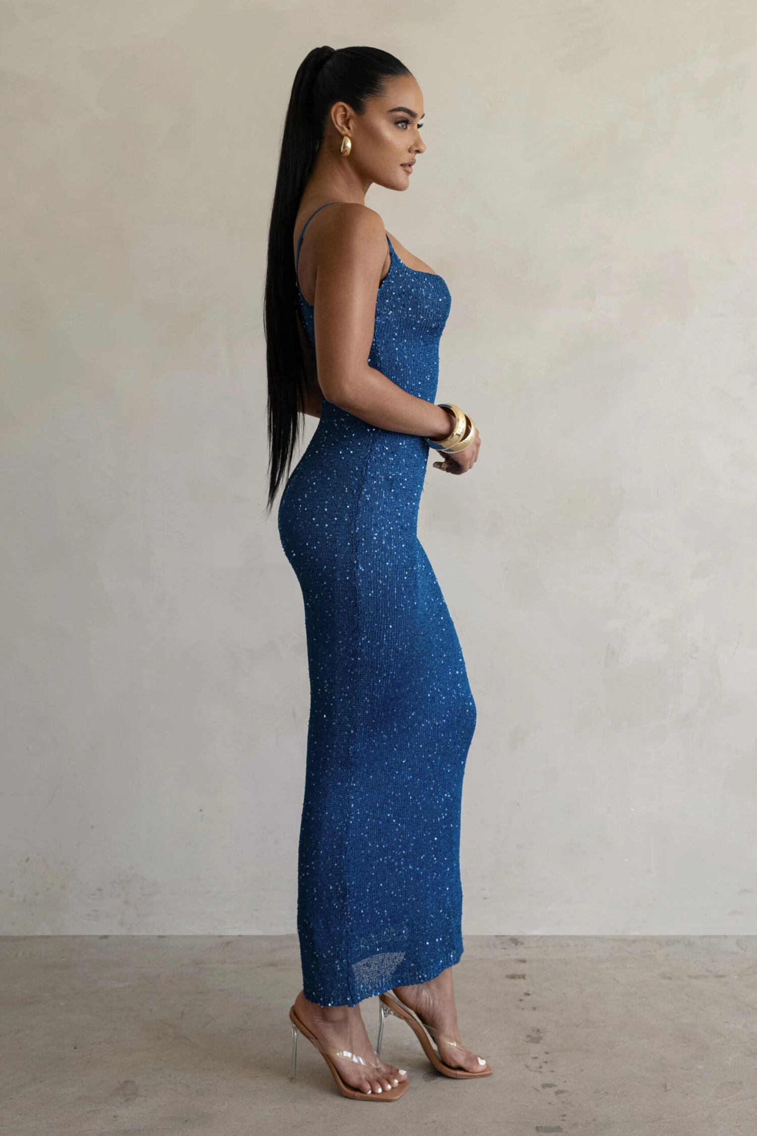 Blue Noemie Sequin Maxi Dress 5 Blue Noemie Sequin Maxi Dress - Image 5