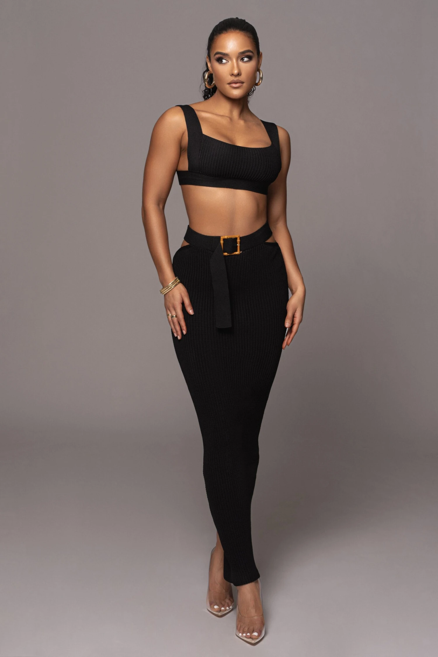 Black Nikole Ribbed Skirt Set 1 Black Nikole Ribbed Skirt Set