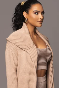 Tan Carmela Rib Knit Cardigan -Trendify Store PRODUCT JAN192023 VDAY 68