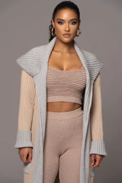 Sand Carmela Rib Knit Cardigan -Trendify Store PRODUCT JAN192023 VDAY 79
