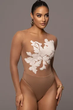 White Charmed Embroidered Mesh Bodysuit -Trendify Store PRODUCT JAN52023 VDAY 139