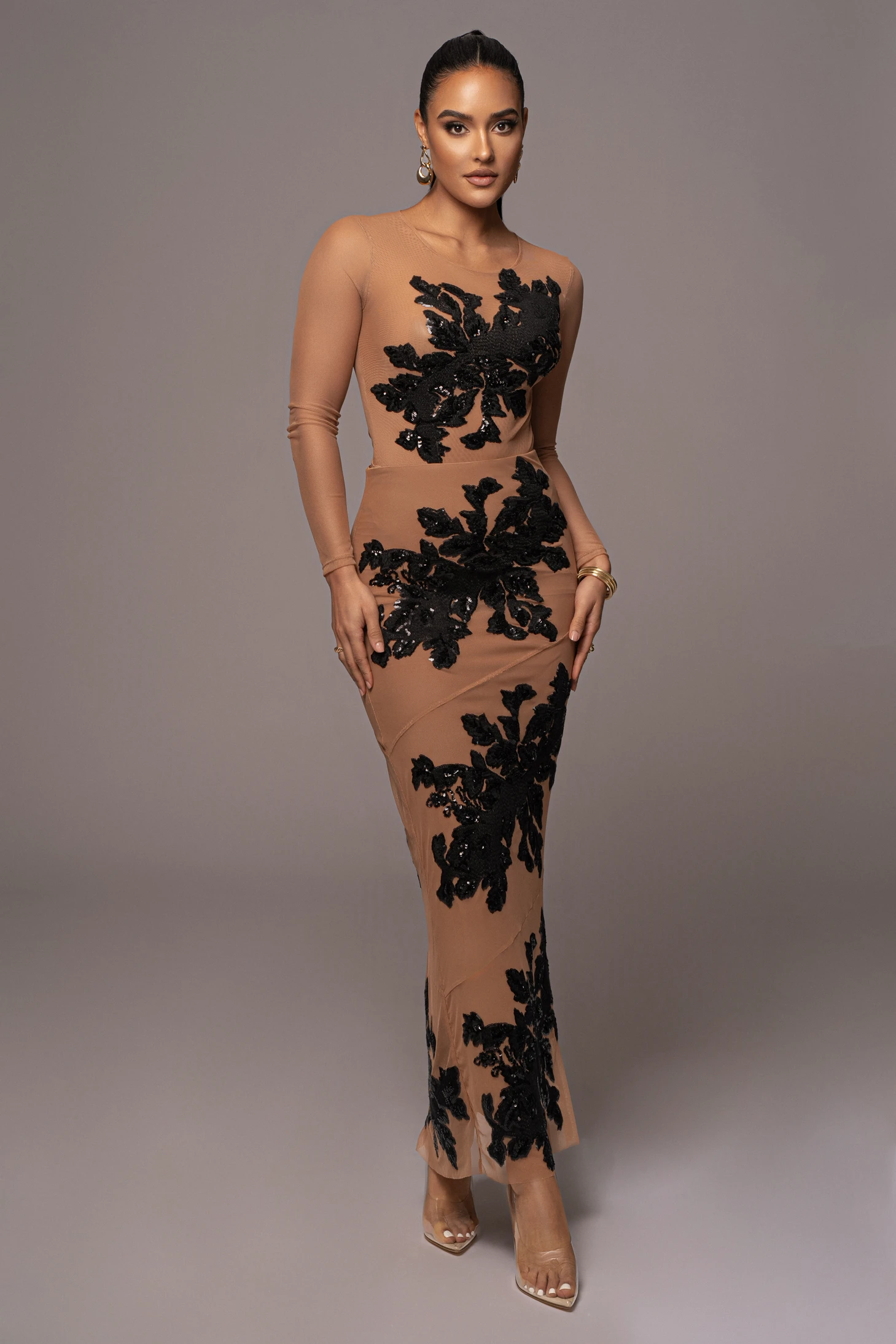 Black Charmed Embroidered Mesh Bodysuit 2 Black Charmed Embroidered Mesh Bodysuit - Image 2