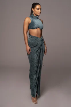 Teal Chosen One Velvet Skirt Set 35 Teal Chosen One Velvet Skirt Set -Trendify Store PRODUCT JAN52023 VDAY 196