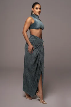 Teal Chosen One Velvet Skirt Set 36 Teal Chosen One Velvet Skirt Set -Trendify Store PRODUCT JAN52023 VDAY 197