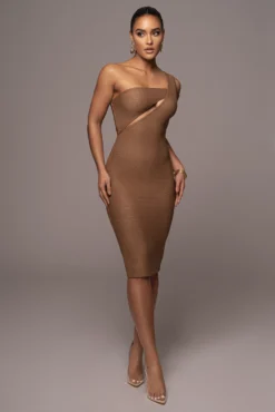 Tan Genasis One Shoulder Dress