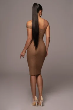 Tan Genasis One Shoulder Dress -Trendify Store PRODUCT JAN52023 VDAY 247