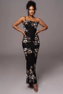 Grey Floral Treasure One Shoulder Dress -Trendify Store PRODUCT JUL112023 CHIFFON 38 scaled