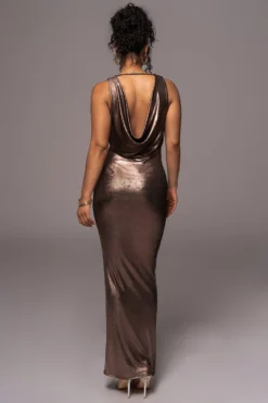 Rose Gold Highlights Cowl Neck Maxi Dress -Trendify Store PRODUCT JUL112023 CHIFFON 95 scaled