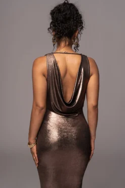 Rose Gold Highlights Cowl Neck Maxi Dress -Trendify Store PRODUCT JUL112023 CHIFFON 96 scaled