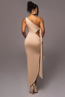 Tan Out Of Mind One Shoulder Dress -Trendify Store PRODUCT JUL112023 NEWARRIVALS 102 scaled
