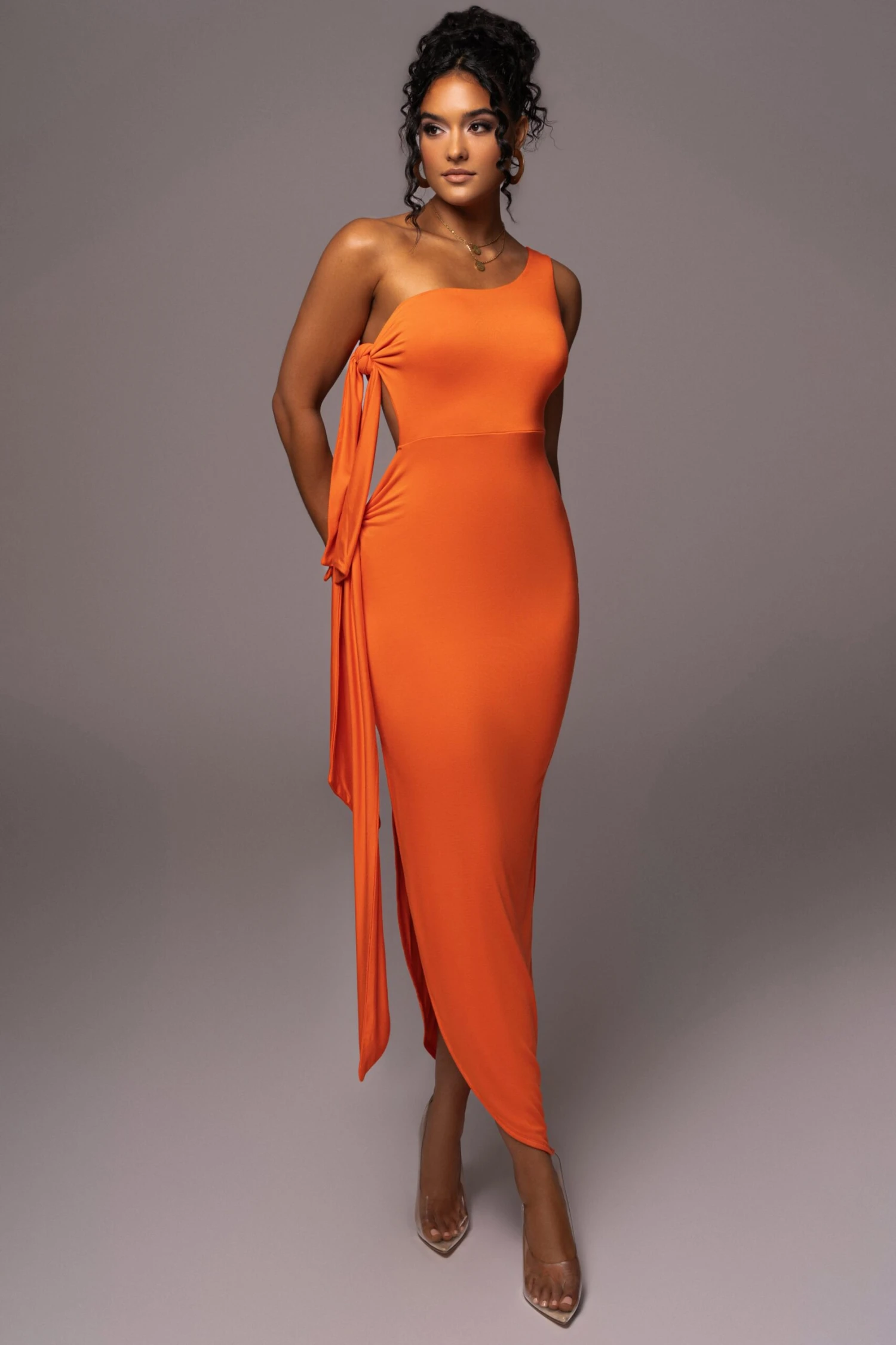 Tangerine Out Of Mind One Shoulder Dress 4 Tangerine Out Of Mind One Shoulder Dress - Image 4
