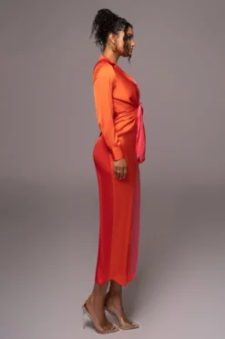 Pink Color Block Satin Midi Dress -Trendify Store PRODUCT JUL112023 NEWARRIVALS 150 scaled