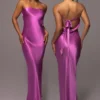 Purple Irina Satin Strapless Maxi Dress