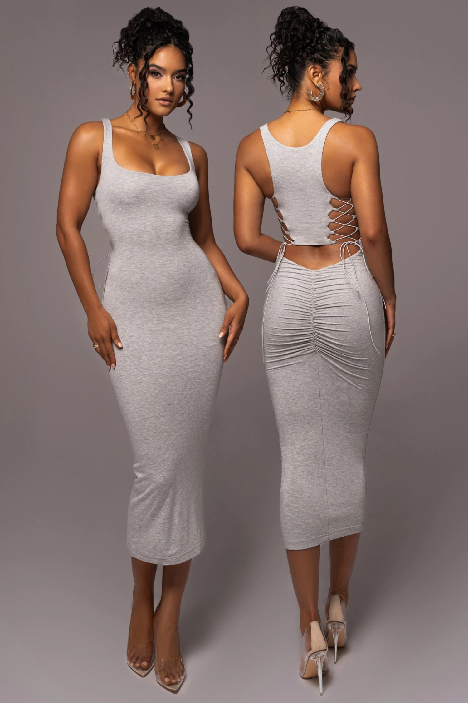 Grey Late Nights Midi Dress 1 Grey Late Nights Midi Dress